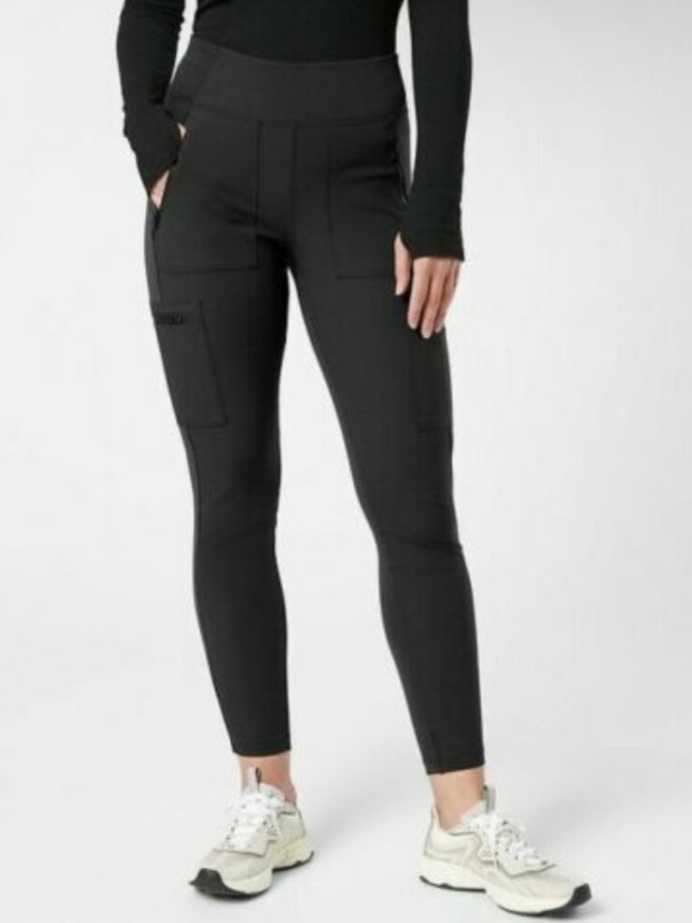 Athleta Black Headlands Hybrid Cargo High-Rise Leggings Pants, Size 6 Women’s